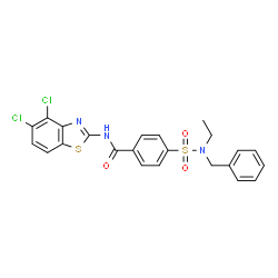 ChemSpider 2D Image | 4-[Benzyl(ethyl)sulfamoyl]-N-(4,5-dichloro-1,3-benzothiazol-2-yl)benzamide | C23H19Cl2N3O3S2