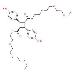 ChemSpider 2D Image | Bis{2-[2-(2-ethoxyethoxy)ethoxy]ethyl} trans-2,4-bis(4-hydroxyphenyl)-1,3-cyclobutanedicarboxylate | C34H48O12