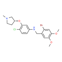 ChemSpider 2D Image | N-(2-Bromo-4,5-dimethoxybenzyl)-4-chloro-3-{[(3R)-1-methyl-3-pyrrolidinyl]oxy}aniline | C20H24BrClN2O3