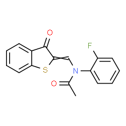 ChemSpider 2D Image | N-(2-Fluorophenyl)-N-[(3-oxo-1-benzothiophen-2(3H)-ylidene)methyl]acetamide | C17H12FNO2S