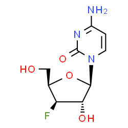 ChemSpider 2D Image | 4-Amino-1-(3-deoxy-3-fluoro-beta-D-xylofuranosyl)-2(1H)-pyrimidinone | C9H12FN3O4