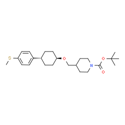 ChemSpider 2D Image | 2-Methyl-2-propanyl 4-[({trans-4-[4-(methylsulfanyl)phenyl]cyclohexyl}oxy)methyl]-1-piperidinecarboxylate | C24H37NO3S