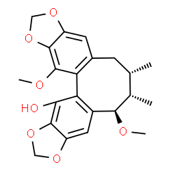 ChemSpider 2D Image | (6S,7S,8R)-8,14-Dimethoxy-6,7-dimethyl-5,6,7,8-tetrahydro[1,3]benzodioxolo[5',6':3,4]cycloocta[1,2-f][1,3]benzodioxol-13-ol | C22H24O7