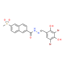 ChemSpider 2D Image | N'-[(E)-(3,5-Dibromo-2,4-dihydroxyphenyl)methylene]-6-(methylsulfonyl)-2-naphthohydrazide | C19H14Br2N2O5S