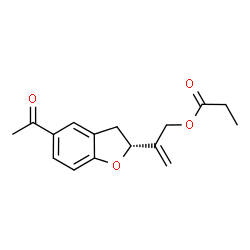 ChemSpider 2D Image | 2-[(2R)-5-Acetyl-2,3-dihydro-1-benzofuran-2-yl]-2-propen-1-yl propionate | C16H18O4
