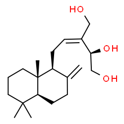 ChemSpider 2D Image | (2R,3Z)-3-{2-[(1S,4aS,8aS)-5,5,8a-Trimethyl-2-methylenedecahydro-1-naphthalenyl]ethylidene}-1,2,4-butanetriol | C20H34O3