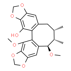 ChemSpider 2D Image | (5R,6S,7S)-5,14-Dimethoxy-6,7-dimethyl-5,6,7,8-tetrahydro[1,3]benzodioxolo[5',6':3,4]cycloocta[1,2-f][1,3]benzodioxol-13-ol | C22H24O7