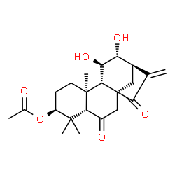 ChemSpider 2D Image | (3beta,5beta,8alpha,9beta,10alpha,11beta,12alpha)-11,12-Dihydroxy-6,15-dioxokaur-16-en-3-yl acetate | C22H30O6