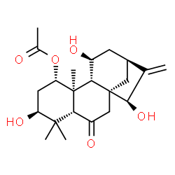 ChemSpider 2D Image | (1alpha,3beta,5beta,8alpha,9beta,10alpha,11beta,15beta)-3,11,15-Trihydroxy-6-oxokaur-16-en-1-yl acetate | C22H32O6