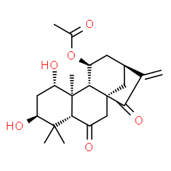 ChemSpider 2D Image | (1alpha,3beta,5beta,8alpha,9beta,10alpha,11beta)-1,3-Dihydroxy-6,15-dioxokaur-16-en-11-yl acetate | C22H30O6