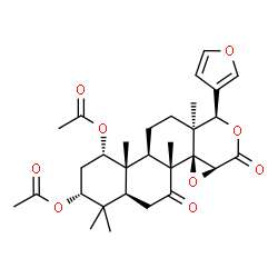 ChemSpider 2D Image | (1S,3R,4aS,6aR,6bR,7aS,10R,10aS,12aR,12bS)-10-(3-Furyl)-4,4,6a,10a,12b-pentamethyl-6,8-dioxohexadecahydronaphtho[2,1-f]oxireno[d]isochromene-1,3-diyl diacetate | C30H38O9
