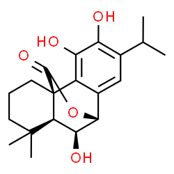 ChemSpider 2D Image | (6beta,7beta)-6,11,12-Trihydroxy-7,20-epoxyabieta-8(14),9(11),12-trien-20-one | C20H26O5