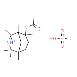 ChemSpider 2D Image | 8-Acetamido-1,2,4,4,5,8-hexamethyl-3-azoniabicyclo[3.3.1]non-2-ene hydrogen sulfate | C16H30N2O5S
