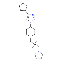 ChemSpider 2D Image | 4-(4-Cyclopentyl-1H-1,2,3-triazol-1-yl)-1-[2,2-dimethyl-3-(1-pyrrolidinyl)propyl]piperidine | C21H37N5