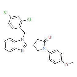 ChemSpider 2D Image | 4-[1-(2,4-Dichlorobenzyl)-1H-benzimidazol-2-yl]-1-(4-methoxyphenyl)-2-pyrrolidinone | C25H21Cl2N3O2