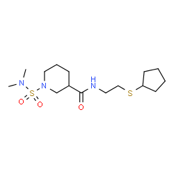 ChemSpider 2D Image | N-[2-(Cyclopentylsulfanyl)ethyl]-1-(dimethylsulfamoyl)-3-piperidinecarboxamide | C15H29N3O3S2
