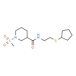 ChemSpider 2D Image | N-[2-(Cyclopentylsulfanyl)ethyl]-1-(methylsulfonyl)-3-piperidinecarboxamide | C14H26N2O3S2
