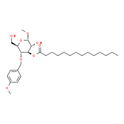 ChemSpider 2D Image | Methyl 4-O-(4-methoxybenzyl)-3-O-tetradecanoyl-alpha-D-glucopyranoside | C29H48O8