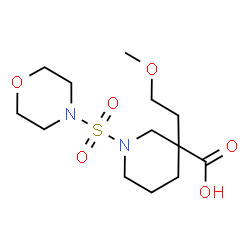 ChemSpider 2D Image | 3-(2-Methoxyethyl)-1-(4-morpholinylsulfonyl)-3-piperidinecarboxylic acid | C13H24N2O6S