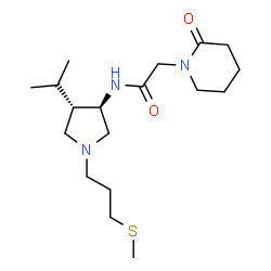 ChemSpider 2D Image | N-{(3R,4S)-4-Isopropyl-1-[3-(methylsulfanyl)propyl]-3-pyrrolidinyl}-2-(2-oxo-1-piperidinyl)acetamide | C18H33N3O2S
