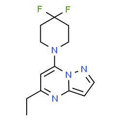 ChemSpider 2D Image | 7-(4,4-Difluoro-1-piperidinyl)-5-ethylpyrazolo[1,5-a]pyrimidine | C13H16F2N4