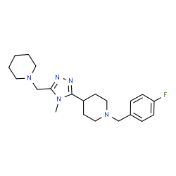 ChemSpider 2D Image | 1-(4-Fluorobenzyl)-4-[4-methyl-5-(1-piperidinylmethyl)-4H-1,2,4-triazol-3-yl]piperidine | C21H30FN5