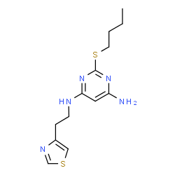 ChemSpider 2D Image | 2-(Butylsulfanyl)-N-[2-(1,3-thiazol-4-yl)ethyl]-4,6-pyrimidinediamine | C13H19N5S2