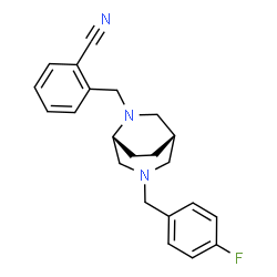 ChemSpider 2D Image | 2-{[(1S,5R)-3-(4-Fluorobenzyl)-3,6-diazabicyclo[3.2.2]non-6-yl]methyl}benzonitrile | C22H24FN3