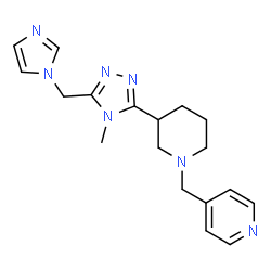 ChemSpider 2D Image | 4-({3-[5-(1H-Imidazol-1-ylmethyl)-4-methyl-4H-1,2,4-triazol-3-yl]-1-piperidinyl}methyl)pyridine | C18H23N7