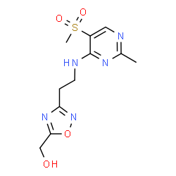 ChemSpider 2D Image | [3-(2-{[2-Methyl-5-(methylsulfonyl)-4-pyrimidinyl]amino}ethyl)-1,2,4-oxadiazol-5-yl]methanol | C11H15N5O4S