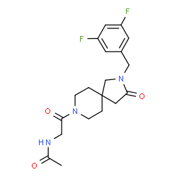 ChemSpider 2D Image | N-{2-[2-(3,5-Difluorobenzyl)-3-oxo-2,8-diazaspiro[4.5]dec-8-yl]-2-oxoethyl}acetamide | C19H23F2N3O3
