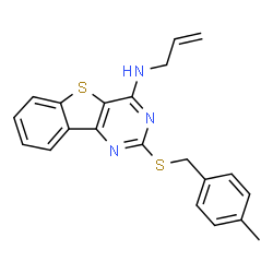 ChemSpider 2D Image | N-Allyl-2-[(4-methylbenzyl)sulfanyl][1]benzothieno[3,2-d]pyrimidin-4-amine | C21H19N3S2