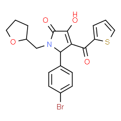 ChemSpider 2D Image | 5-(4-Bromophenyl)-3-hydroxy-1-(tetrahydro-2-furanylmethyl)-4-(2-thienylcarbonyl)-1,5-dihydro-2H-pyrrol-2-one | C20H18BrNO4S