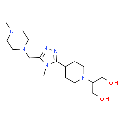 ChemSpider 2D Image | 2-(4-{4-Methyl-5-[(4-methyl-1-piperazinyl)methyl]-4H-1,2,4-triazol-3-yl}-1-piperidinyl)-1,3-propanediol | C17H32N6O2