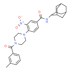 ChemSpider 2D Image | N-(Adamantan-2-yl)-4-[4-(3-methylbenzoyl)-1-piperazinyl]-3-nitrobenzamide | C29H34N4O4