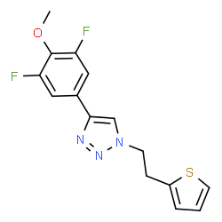 ChemSpider 2D Image | 4-(3,5-Difluoro-4-methoxyphenyl)-1-[2-(2-thienyl)ethyl]-1H-1,2,3-triazole | C15H13F2N3OS