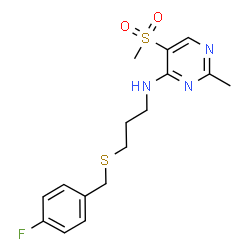 ChemSpider 2D Image | N-{3-[(4-Fluorobenzyl)sulfanyl]propyl}-2-methyl-5-(methylsulfonyl)-4-pyrimidinamine | C16H20FN3O2S2