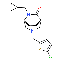 ChemSpider 2D Image | (1S,5R)-3-[(5-Chloro-2-thienyl)methyl]-6-(cyclopropylmethyl)-3,6-diazabicyclo[3.2.2]nonan-7-one | C16H21ClN2OS