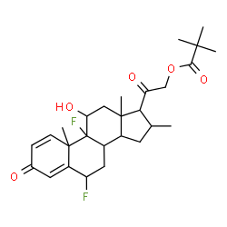ChemSpider 2D Image | 6,9-Difluoro-11-hydroxy-16-methyl-3,20-dioxopregna-1,4-dien-21-yl pivalate | C27H36F2O5