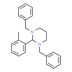 ChemSpider 2D Image | 1,3-Dibenzyl-2-(2-methylphenyl)hexahydropyrimidine | C25H28N2
