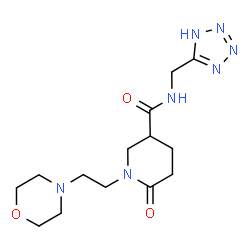 ChemSpider 2D Image | 1-[2-(4-Morpholinyl)ethyl]-6-oxo-N-(1H-tetrazol-5-ylmethyl)-3-piperidinecarboxamide | C14H23N7O3