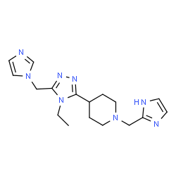 ChemSpider 2D Image | 4-[4-Ethyl-5-(1H-imidazol-1-ylmethyl)-4H-1,2,4-triazol-3-yl]-1-(1H-imidazol-2-ylmethyl)piperidine | C17H24N8