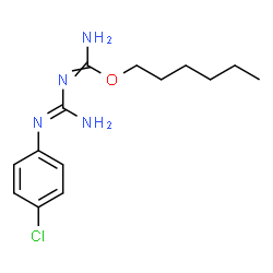 ChemSpider 2D Image | Hexyl N'-[N'-(4-chlorophenyl)carbamimidoyl]carbamimidate | C14H21ClN4O