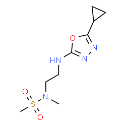 ChemSpider 2D Image | N-{2-[(5-Cyclopropyl-1,3,4-oxadiazol-2-yl)amino]ethyl}-N-methylmethanesulfonamide | C9H16N4O3S