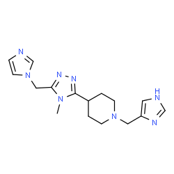 ChemSpider 2D Image | 1-(1H-Imidazol-4-ylmethyl)-4-[5-(1H-imidazol-1-ylmethyl)-4-methyl-4H-1,2,4-triazol-3-yl]piperidine | C16H22N8
