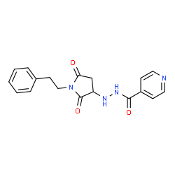 ChemSpider 2D Image | N'-[2,5-Dioxo-1-(2-phenylethyl)-3-pyrrolidinyl]isonicotinohydrazide | C18H18N4O3