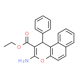 ChemSpider 2D Image | Ethyl 3-amino-1-phenyl-1H-benzo[f]chromene-2-carboxylate | C22H19NO3