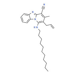 ChemSpider 2D Image | 2-Allyl-3-methyl-1-(undecylamino)pyrido[1,2-a]benzimidazole-4-carbonitrile | C27H36N4