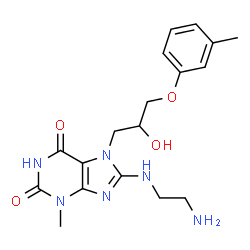 ChemSpider 2D Image | 8-[(2-Aminoethyl)amino]-7-[2-hydroxy-3-(3-methylphenoxy)propyl]-3-methyl-3,7-dihydro-1H-purine-2,6-dione | C18H24N6O4