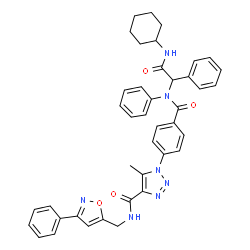 ChemSpider 2D Image | 1-(4-{[2-(Cyclohexylamino)-2-oxo-1-phenylethyl](phenyl)carbamoyl}phenyl)-5-methyl-N-[(3-phenyl-1,2-oxazol-5-yl)methyl]-1H-1,2,3-triazole-4-carboxamide | C41H39N7O4